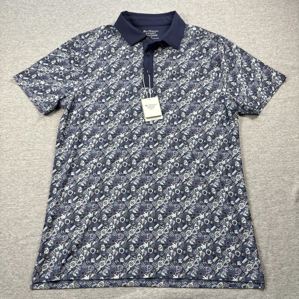 Ben Sherman Sport Button Golf Polo Shirt Top Short Sleeve‎ Men's Medium New NWT